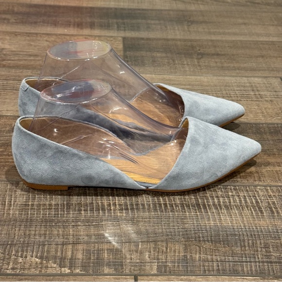 J Crew Factory Zoe D'Orsay Suede Flat Women 8.5 Gray Leather Classic Work Point - Picture 3 of 15